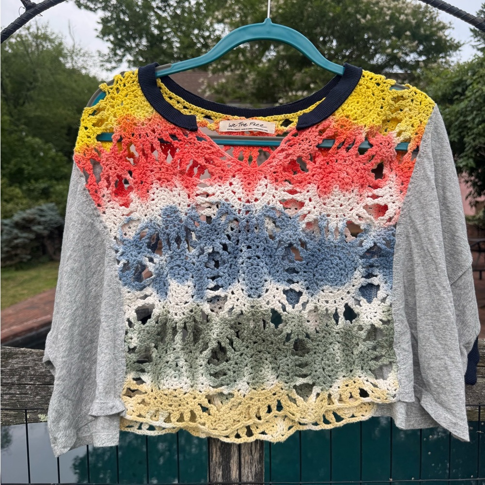 Free People Crochet Crop Tee